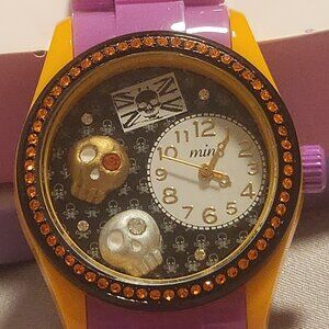 Mini Brand Handcrafted Watch - Skulls Theme with Purple Band